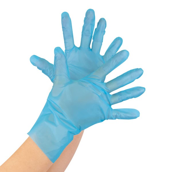 Plus Heart 70209 Disposable Vinyl Gloves, Milky Fit Gloves, Blue, 200 Count, Medium, Latex Free, Powder Free