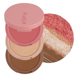 Kaja 3-in-1 Blendable Sculpting Trio - Play Bento | with Mango Seed Butter, Cream Bronzer, Powder Blush, and Highlighter, 02 Cloud Latte