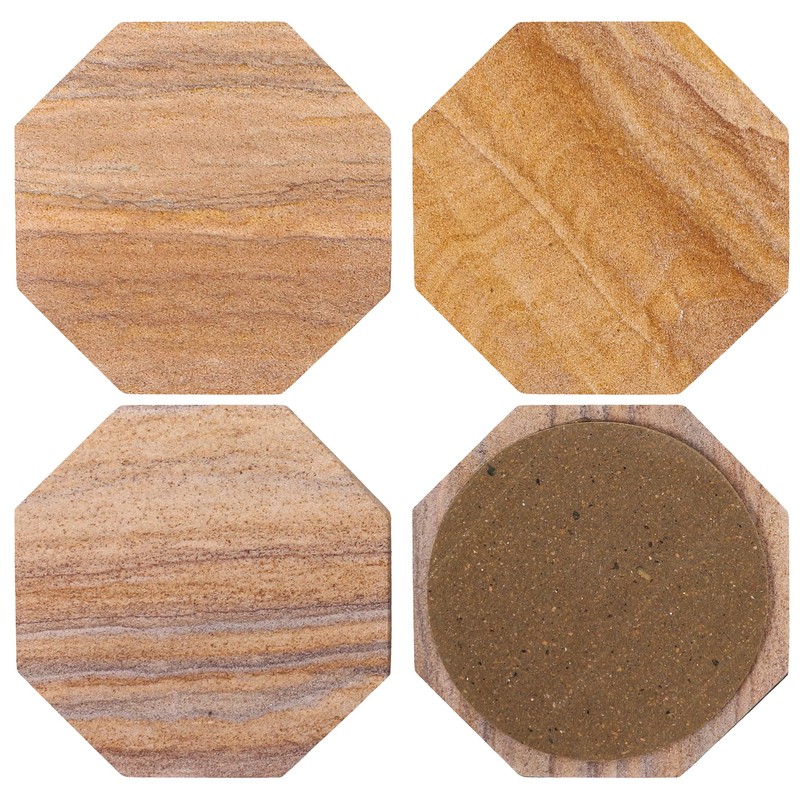 Marbco Sandstone Water Absorbent Hand Crafted Octagon Coasters for Drinks-