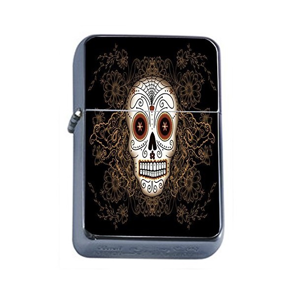 Sugar Skull Flip Top Oil Lighter D11 Day of The