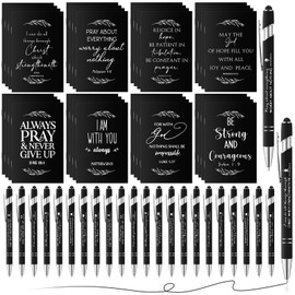 Qilery 32 Sets Christian Gifts Bible Verse Notebooks Prayer Journals Pens Religious Scripture Notepads Inspirational Pens Bulk Christmas for Men Women Church