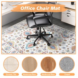 Desk Chair Mat for Hardwood Floors,36"x48"Rolling Computer Chair Mat for Carpeted Floor,Office Mat for Hard Wood,Anti Slip Low Pile Carpet Floor Protector