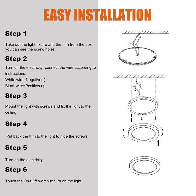 Facon 7.5-Inch 12V LED RV Ceiling Dome Light with Touch