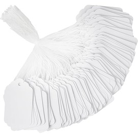 White Price Tags with String - Cuttte 1000PCS Pre-Strung Paper String Tags for Pricing, Hanging Garage/Yard Sale Clothing Jewelry Merchandise for Labeling 1.75 x 1.1 Inch