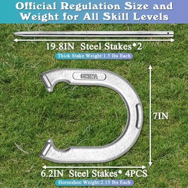 LesunSport Heavy-Duty Horseshoe Outside Game Set with 4 Forged Steel Horseshoes，2 Steel Stakes and 1 Carrying Bag,Regulation Size Horseshoes Game Set for Outdoor Lawn, Beach, Backyard