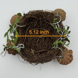 SHGNUY Rattan Bird Nest for Cage Sugar Glider Hanging Swing Toy with Pine Cone Vine Nest Pendant for Parrot Lovebird Finch Canary Budgie