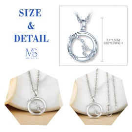 MICSAVI Men's Women's 925 Sterling Silver Friendship Couple Necklace Large Carriage Star Round Pendant with Chain, Cubic Zirconia Sterling Silver