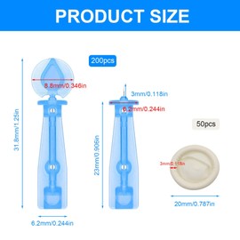 HSUYUN Pack of 200 Pimple Needles, Fine Needle Point, Pimple Pick, Portable Whitehead Remover Set, with 50 Pieces Finger Sleeves, for Beauty Salons and Home Use