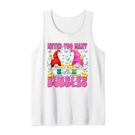 Funny Bathroom Bathing Gnome Graphic For Women Cute Bubbles Tank Top