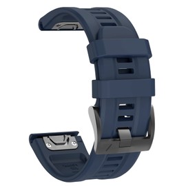 OVERSTEP Compatible with Fenix 7X Band, 26mm Width Soft Silicone Watch Strap for Garmin Fenix 5X/Fenix 5X Plus/Fenix 6X/Fenix 6X Pro Smartwatch (Dark Blue)