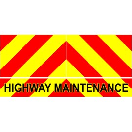 Highway Maintenance Chevrons - Retro Reflective Yellow - Magnetic or Sticker Signs - Car Van Tipper Tail Lift Ect. Taillift (Magnetic, Small 600x300mm)
