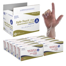 Dynarex Safe-Touch Vinyl Disposable Exam Gloves, Powder-Free, Food Safety and Compliance, Ambidextrous, Clear, X-Large, 1 Case, 10 Boxes of 100 Gloves