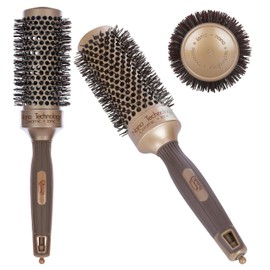 PONIK'S PROFESSIONAL Round Brush 43 mm - Ionic Ceramic Brush for Volume & Shine - Large Hair Brush for Styling Blowout Brush - Volume Brush Hair Styling with Compartment Tip