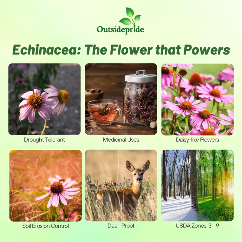 Outsidepride Purple Echinacea Coneflower Seeds - 1000 Pcs Perennial, Deer-Proof