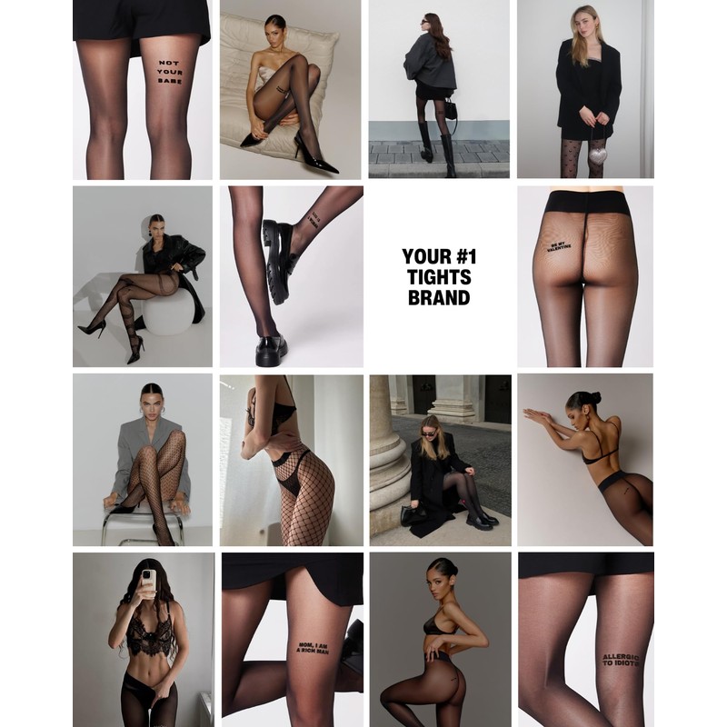 saint sass® Women's Aurora Fishnet Tights Geometric Pattern Black S/M,