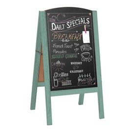 Ilyapa Wooden A-Frame Chalkboard Sidewalk Signs with Rounded Top - 20 x 40 Inches Turquoise Chalkboard - Sturdy Freestanding 20x40 Menu Display Board
