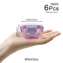 LELE LIFE Mini-Lebensmittel-Aufbewahrungsbehälter, auslaufsichere Deckel, für Gewürze, Saucen, Mini-Gefrierschrank, luftdichte Behälter, mikrowellengeeignet, 60 ml, 6 Stück, 088