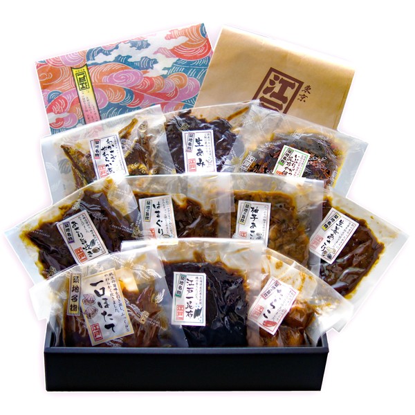 Gift Snacks with Rice "Tsukiji Edo 1 Honten Best Selling 10 - Popular Tsukudani 10 Types Assorted" Present, Side Dishes, Carefully Selected Materials