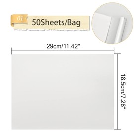 SUPERFINDINGS 50 Sheets A4 Toner Reactive Foil Paper Sheet 29x18.5cm Metallic Rectangle Silver Transfer Sheets Paper for Laser Printer+Laminator Craft Card DIY Decoration