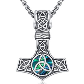 Viking Jewellery Viking Chain Men's Necklace 925 Sterling Silver Valknut Pendant Nordic Mythology Wolf Rune Celtic Knot Jewellery for Men and Women, Sterling Silver, No