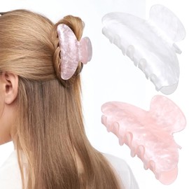 Kifmurase Hair Claw Clips, Acrylic Big Hair Clips for Thick Hairs, Women Girls Strong Hold Jaw Clip, Cute Banana Hairclip for Hairs Styling Accessories, Large Non-Slip Barrettes Clip