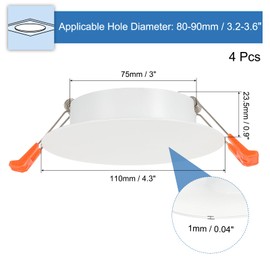 PATIKIL 110mm / 4.3" Diameter Metal Ceiling Hole Cover Plate, 4 Pcs Downlight Hole Trim Wall Mount Decorative Cap Access Panel for 3.2-3.6inch Round Ceiling and Wall Openings, Matte White