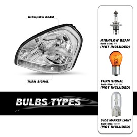 SOCKIR Headlight Assembly Fit for 2005-2009 Hyundai Tucson Driver and Passenger Side, Chrome Housing with Clear Reflector