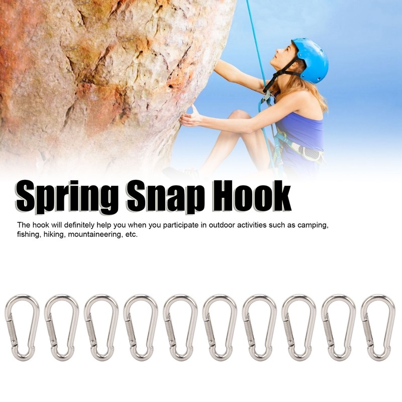 10Pcs Carabiner Clip Spring Snap Hook Heavy Duty Quick Link