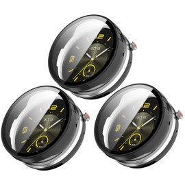 Compatible with Honor Watch Fit Case, FitTurn Replacement All-Around Color PC Bumper Cover Screen Protector Case Cover for Honor Watch Fit Smartwatch Accessories (Black*3)