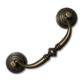 MuDuJia 6-Pack 4 1/4" C-C Shabby Chic Drawer Pulls Handles Antique Bronze Kitchen Cabinet Drop Bail Pulls Handles (6, 4.25" Hole Center/Antique Brozne)