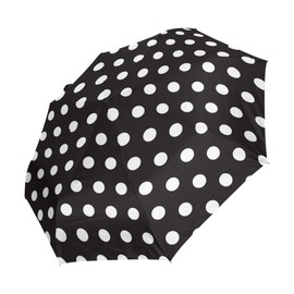 White And Black Polka Dot Umbrella Auto Open Close Folding Windproof Compact Travel Umbrella
