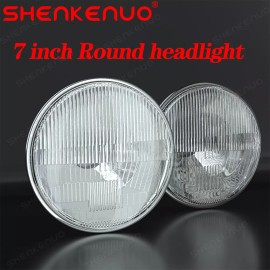 SHENKENUO 7 Inch LED GLASS Headlight Round, ORIGINAL CLASSIC LOOK conversion Chrome pair