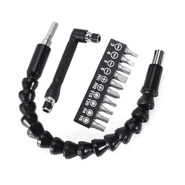 YIOYULEN Flexible Drill Bit Extension, Bendable Drill Extension11.6inch, Manual 90° Right Angle, 1/4 Flexible Extension for Drill, Adaptor Hex Flexible Screwdriver Extension Black (12PCS)