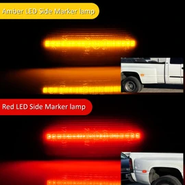Bestview LED Dually Side Marker Lights for 2010-2018 Dodge Ram 2500 3500, Amber＆Red Smoke Lens Front&Rear Bumper Fender Turn Signal Lamp Assembly Kit accessories,Smoked Lens(Pack of 4)