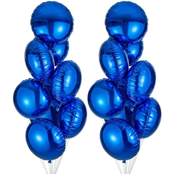 18" Blue Round Shaped Foil Balloons Mylar Helium Balloons for Birthday Party Wedding Baby Shower Decorations, Pack of 20