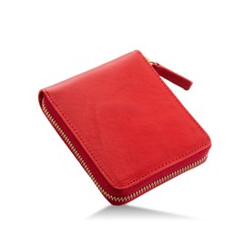 [TASUKI] Italian Leather Wallet, Men's, Bifold Wallet, Round Zipper, First-class Wallet, Made by Artisans, red