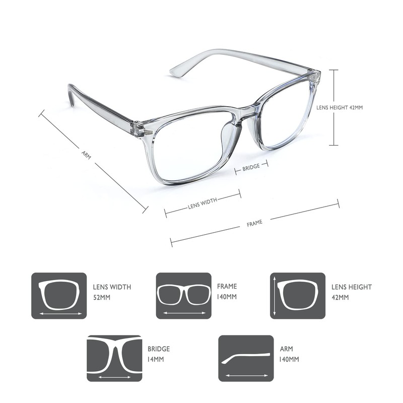 AFNWQI Fashion Square Blue Light Blocking Glasses - Clear Computer