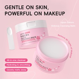DLZZRS Sakura Makeup Cleansing Balm, Hydrating & Smoothing All-In-One Cleanser Quickly Melts Away, Gently Cleanse Dirt, Impurities And Makeup Face Cleanser & Makeup Remover for Women Girls, 3.53oz.