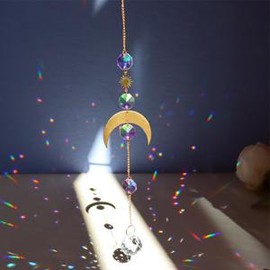 Sun Catchers with Crystals | Sun Catcher | Moon Catcher | Suncatcher for Windows | Hanging Prism Gemstone Sun Catcher | Cast Rainbow Prisms Everywhere - Styles: Styles D