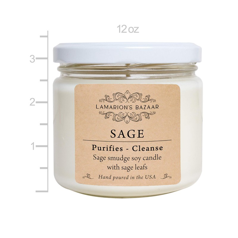Lamarion's Bazaar Sage - White Sage Smudge Candle with Natural