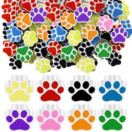 Weecent 48 gomas de borrar con 8 colores con estampado de huellas para perros, regalos de fiesta de cumpleaños, regalos de fiesta de gato, suministros de regreso a la escuela