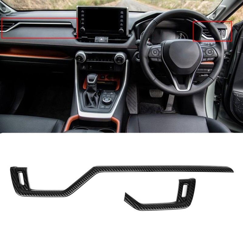2pcs Carbon Fiber Style Central Control Side Air Vent Trim