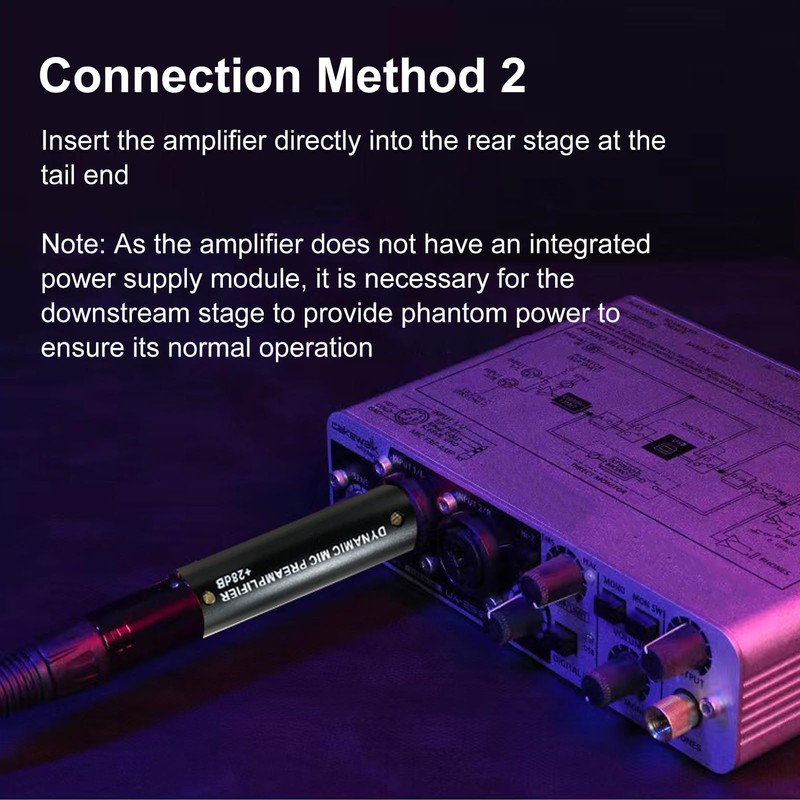 Mic Preamp with 28dB Gain, Compact Dynamic Microphone Booster with
