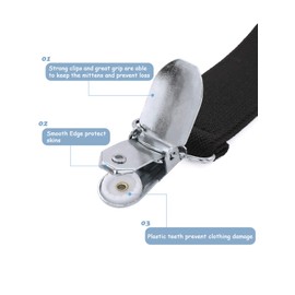 Century Star Clips de guantes de acero inoxidable para niños elásticos guantes clips para niños bebés adultos guantes de invierno clips, 2 Pares Negro y Rosa, Talla única