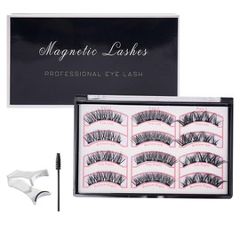XFSRG Leichtes Magnetisches Wimpern Set 6 Paare Magnet Wimpern mit Clip und Bürste Wiederverwendbare Fake Lashes aus Mikrofaser Selbsthaftend Natürlicher Look (C)