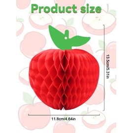 10 Packs Honeycomb Tissue Paper Apple, Kalolary Hanging Paper Apple Fruit Decoration for School Garden Room Baby Shower Party Decorations, Red (4 Inch)