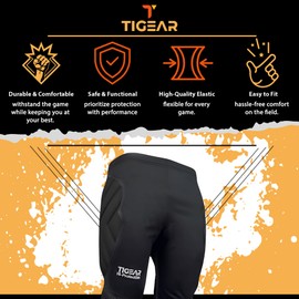 TIGEAR Mens Padded Football Trouser Goalkeeper Rugby Soccer Outdoor Protective Pants (as8, Waist, Numeric_32, Regular, Regular) Black