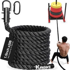 Keepark Weight Workout Sled Pulling Rope - Heavy Duty Workout Rope for Weight Sled, Tire Drag, Football Training - Fitness Resistance Exercise Equipment for Men & Women - 1.5 Inch x 20FT