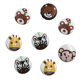 Operitacx 50pcs 20mm Assorted Color Animal Wooden Buttons for Crafting, Round Cartoon Printed Button, Sewing Novelty Snaps for Crafts Knitting Scrapbooking