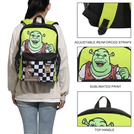 Shrek & Donkey Swamp & Checkered Backgrounds 16” Backpack